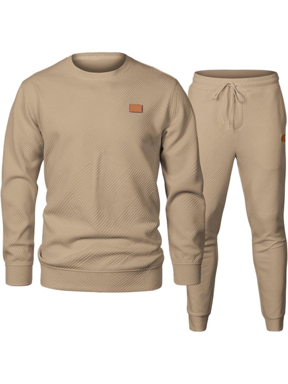 Men's 2 Piece Sets Khaki Sweatsuits Casual Long Sleeve Sweatpants Fall